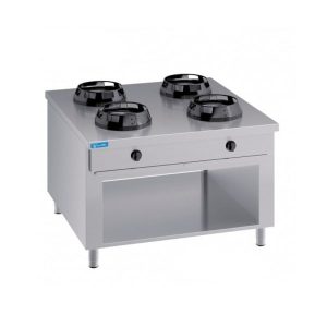 Plaque de cuisson à gaz pour wok à double face sur base avec n°4 feux - longueur 1000 mm