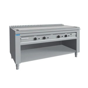 Plaque teppanyaki chromée électrique sur base avec 4 zones de cuisson - longueur 1600 mm