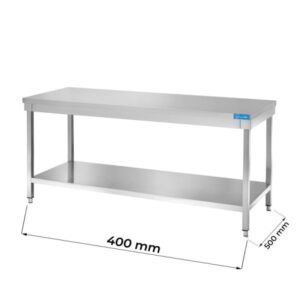 Table ouverte en acier inoxydable avec étagère sans dosseret L400xP500xH850 mm - ligne basic