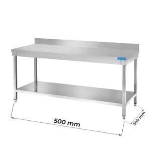 Table ouverte en acier inoxydable avec étagère avec dosseret L500xP500xH850 mm - ligne basic