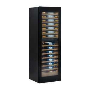 Cave à vin premium double température à réfrigération ventilée pour 110 bouteilles - étagères en bois